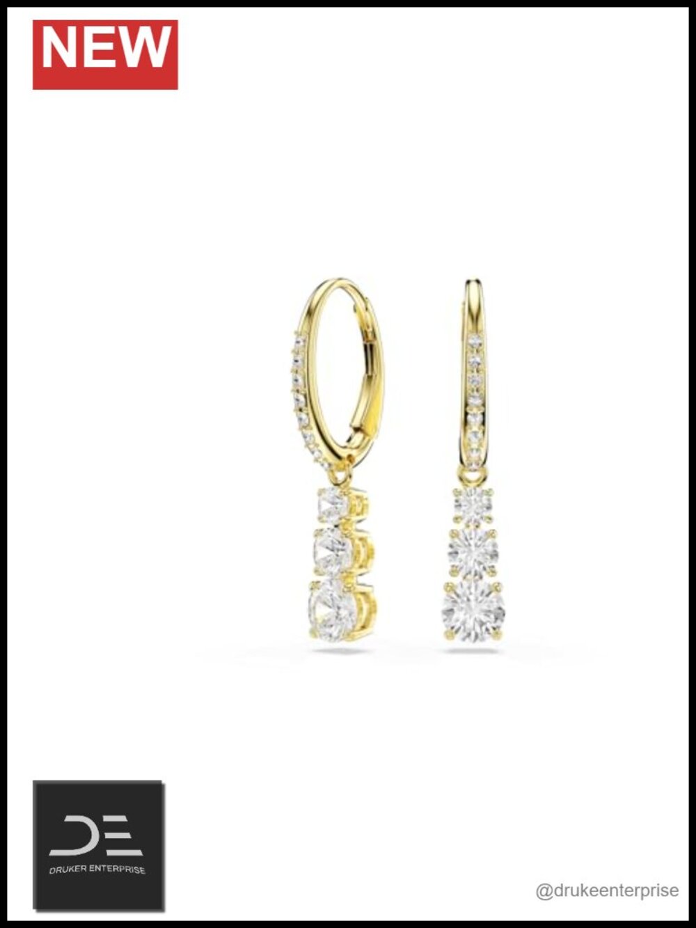 Swarovski Crystal Gold-tone Hoop Earrings with Zirconia